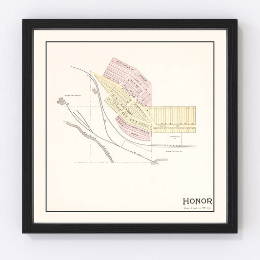 Vintage Map of Honor, Michigan 1901