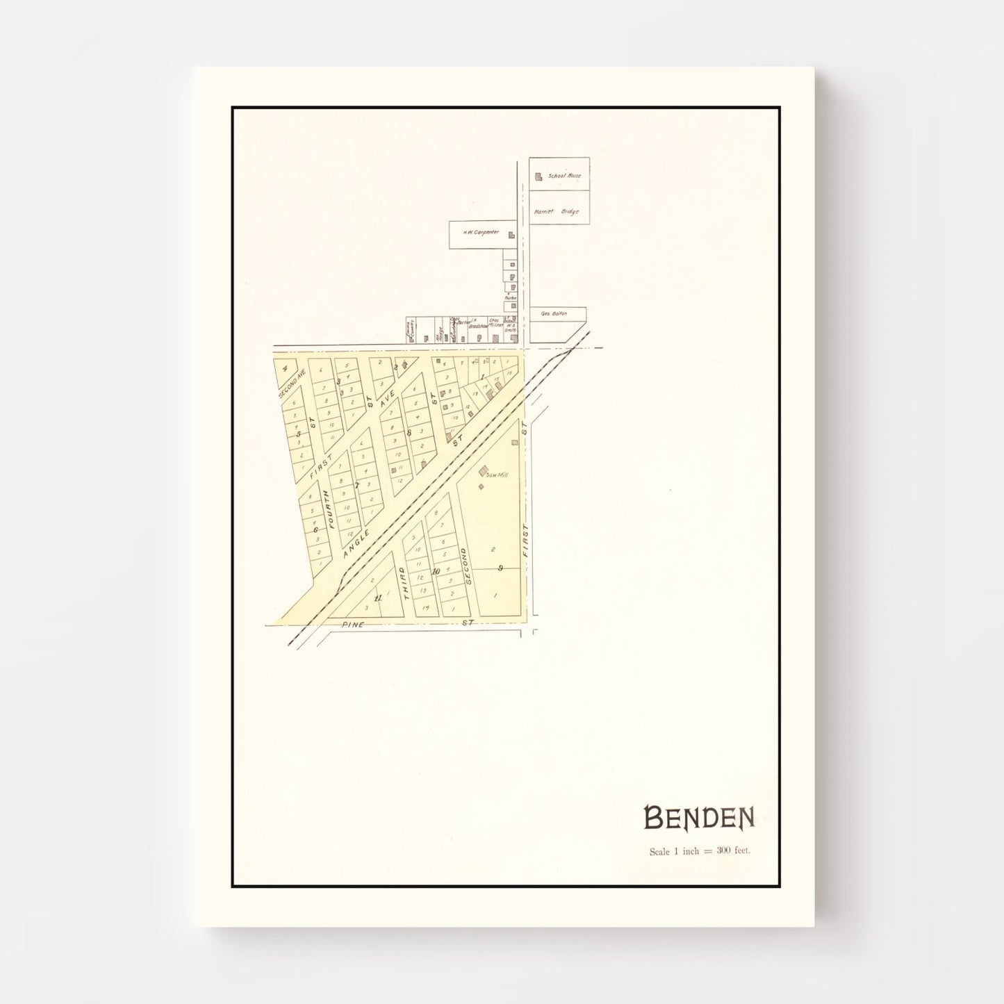 Vintage Map of Benden, Michigan 1901
