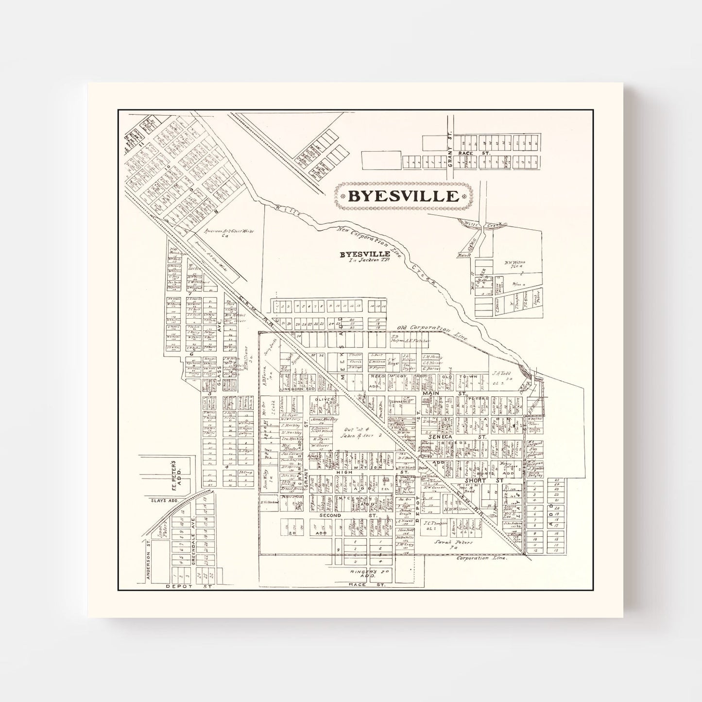 Vintage Map of Byesville, Ohio 1902