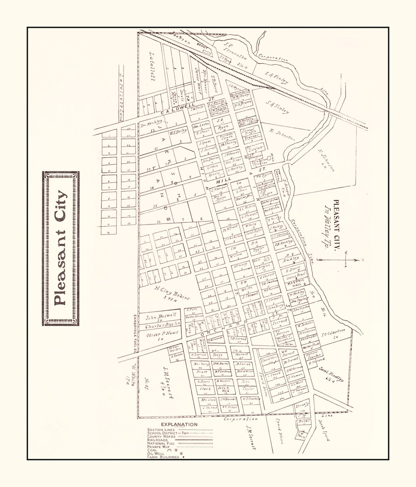 Vintage Map of Pleasant, Ohio 1902