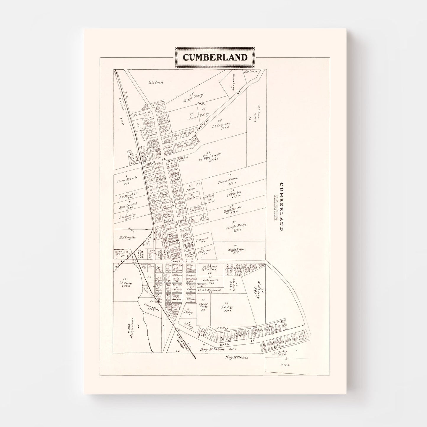 Vintage Map of Cumberland, Ohio 1902
