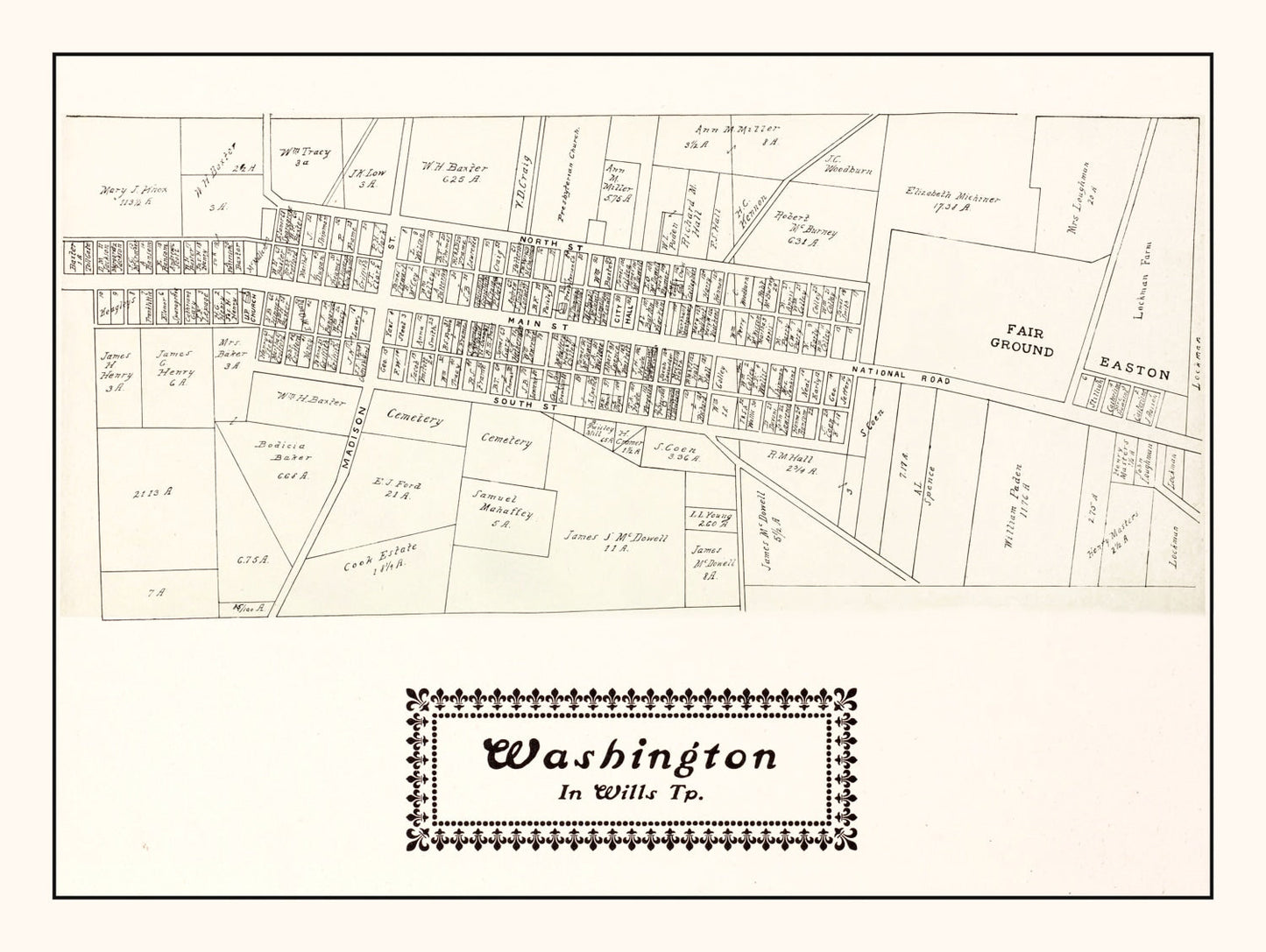 Vintage Map of Washington, Ohio 1902