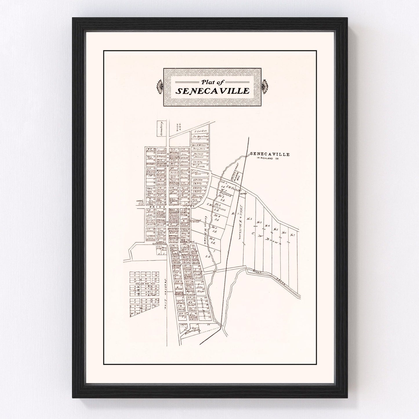 Vintage Map of Senecaville, Ohio 1902