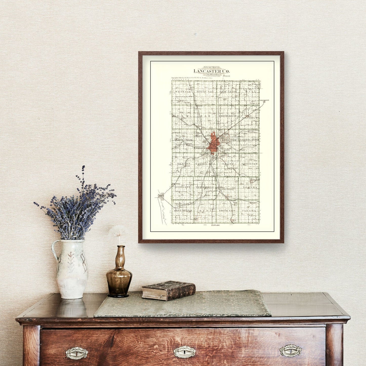 Vintage Map of Lancaster County, Nebraska 1903