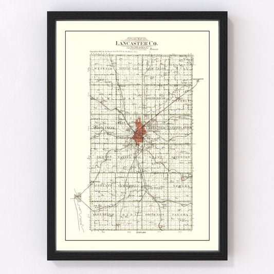 Vintage Map of Lancaster County, Nebraska 1903