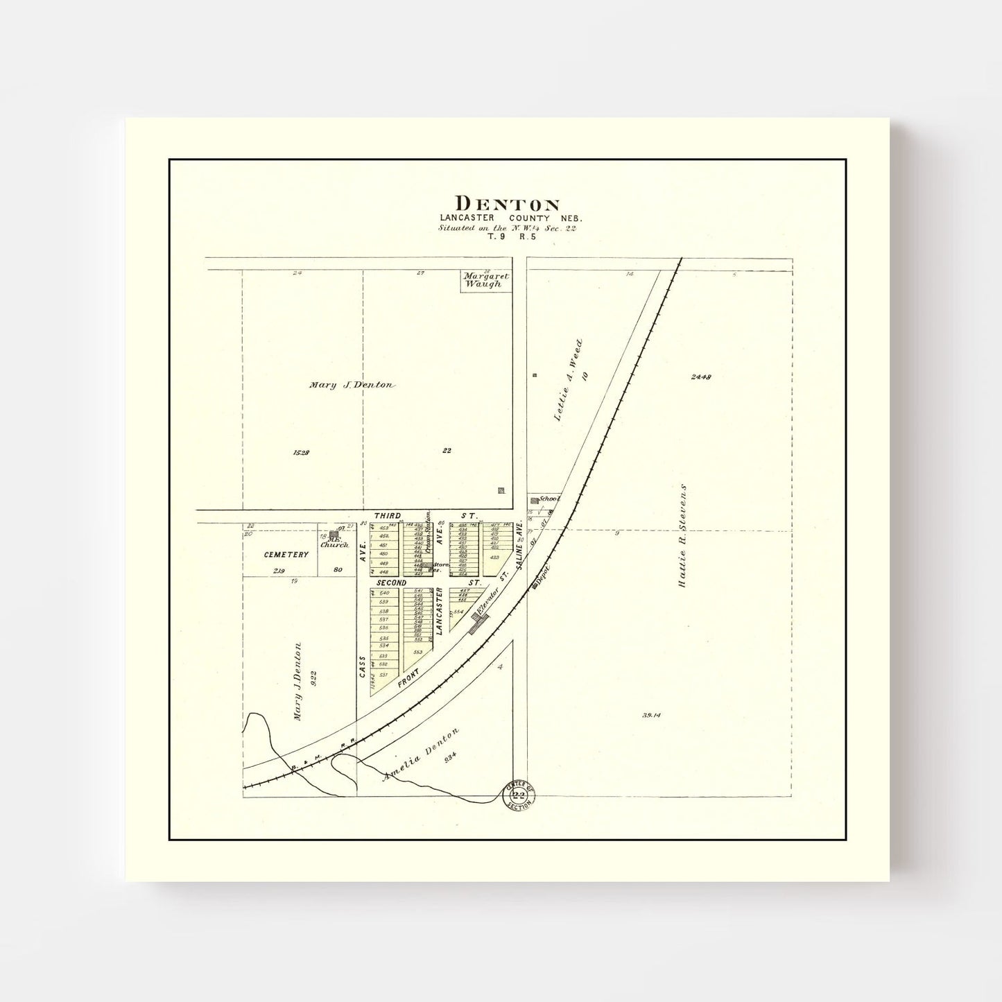 Vintage Map of Denton, Nebraska 1903