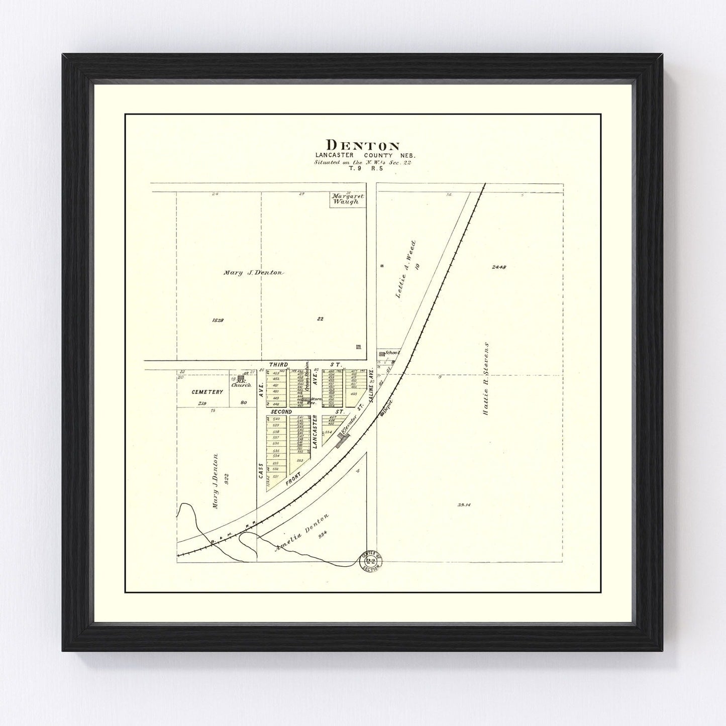 Vintage Map of Denton, Nebraska 1903