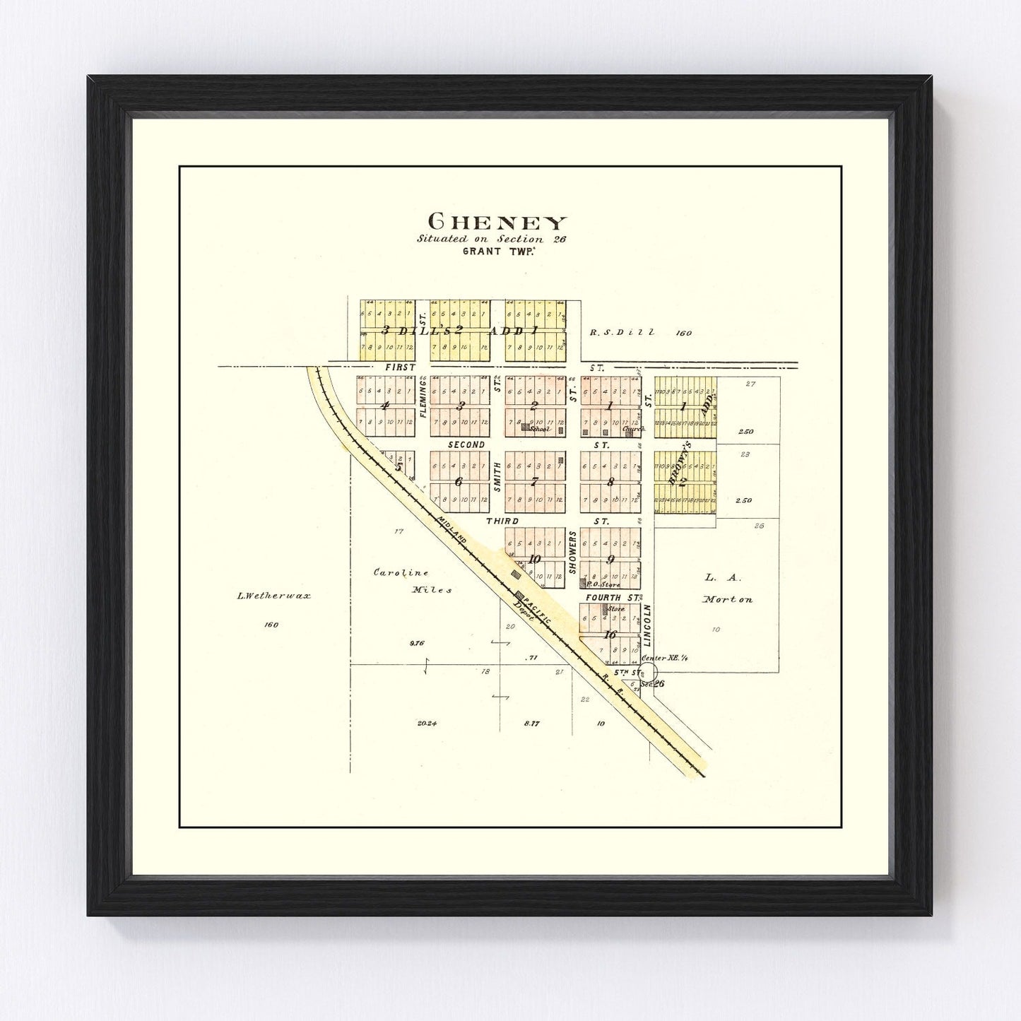 Vintage Map of Cheney, Nebraska 1903