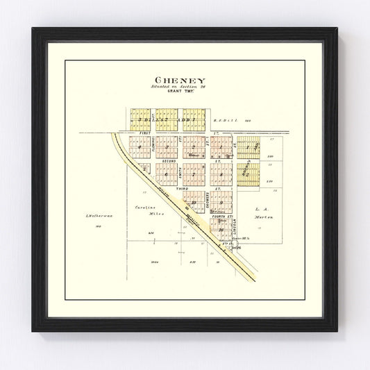 Vintage Map of Cheney, Nebraska 1903