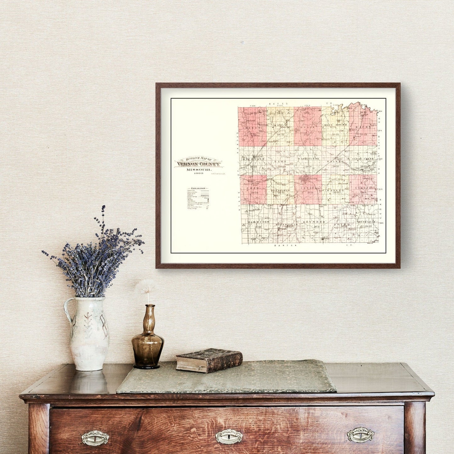 Vintage Map of Vernon County, Missouri 1903