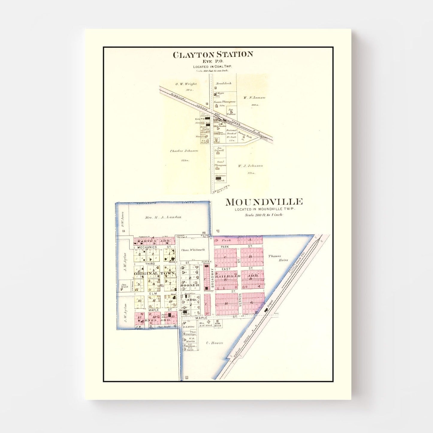 Vintage Map of Moundville, Missouri 1903