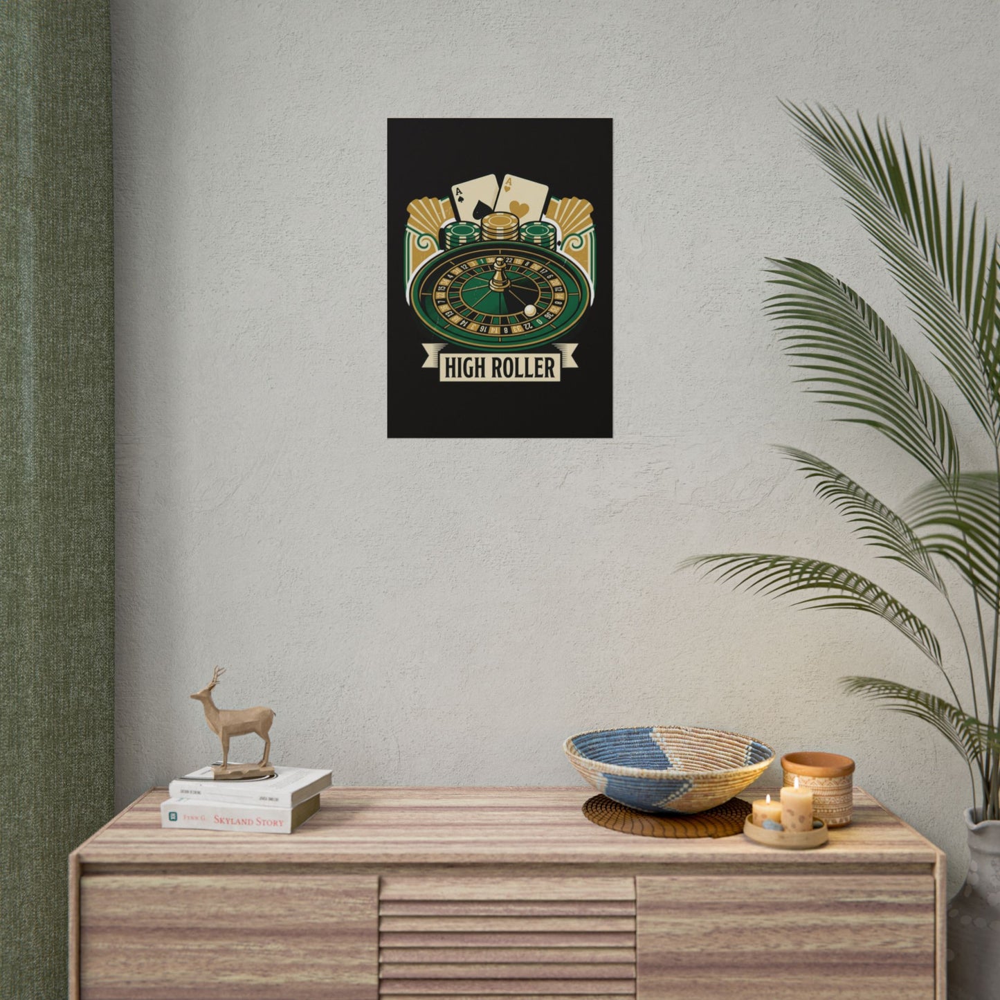 High Roller Casino Poster — Roulette & Cards Wall Art