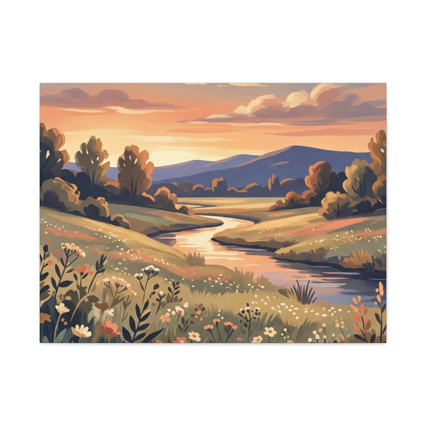 Sunset Meadow Canvas Wall Art