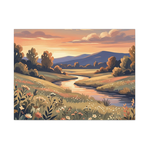 Sunset Meadow Canvas Wall Art