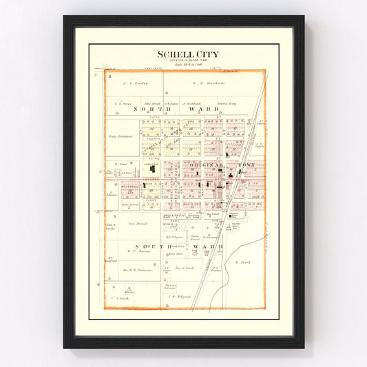 Vintage Map of Schell City, Missouri 1903