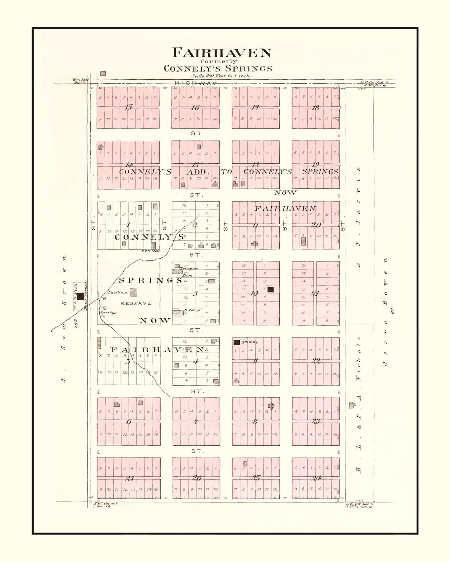 Vintage Map of Fairhaven, Missouri 1903