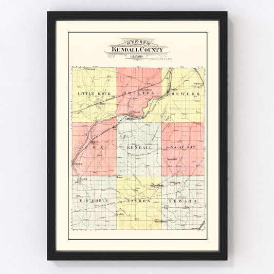 Vintage Map of Kendall County, Illinois 1903