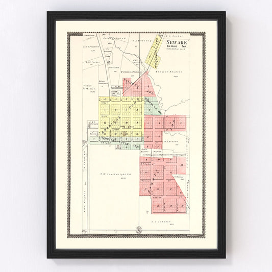Vintage Map of Newark, Illinois 1903