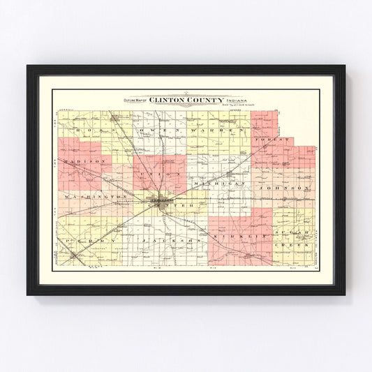 Vintage Map of Clinton County, Indiana 1903