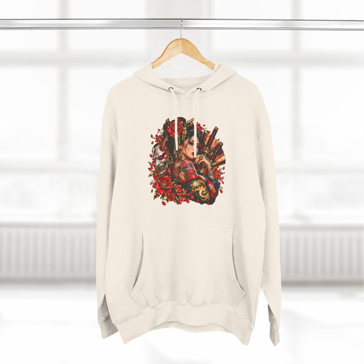 Floral Skull Hoodie — Gothic Rose Graphic Fleece Hoodie
