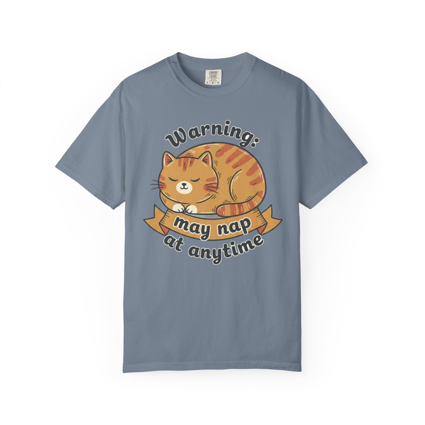 Warning may nap at anytime T-shirt | Sleeping Orange Cat