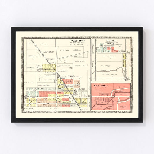 Vintage Map of Rossville, Indiana 1903