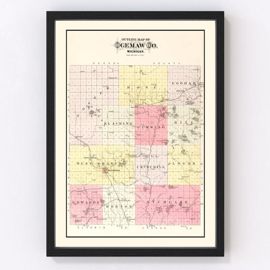 Vintage Map of Ogemaw County, Michigan 1903