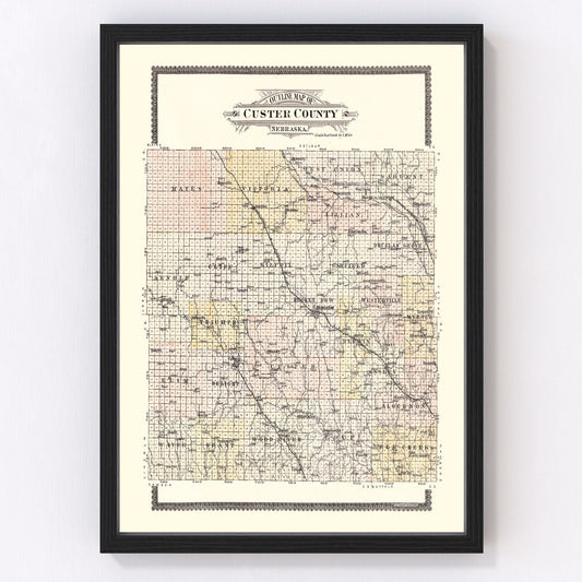 Vintage Map of Custer County, Nebraska 1904
