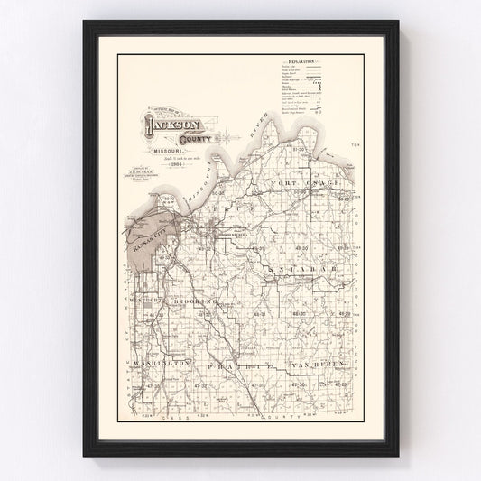 Vintage Map of Jackson County, Missouri 1904