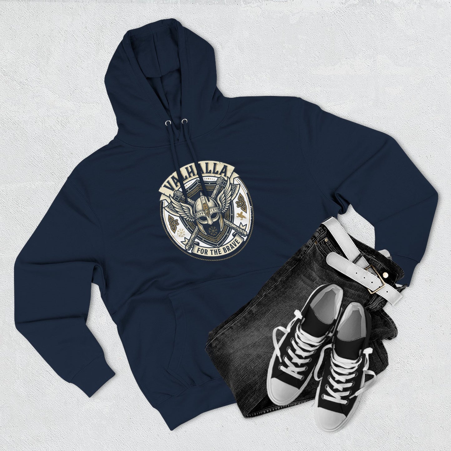 Viking Valhalla Skull Hoodie – "For the Brave" Graphic Fleece Hoodie
