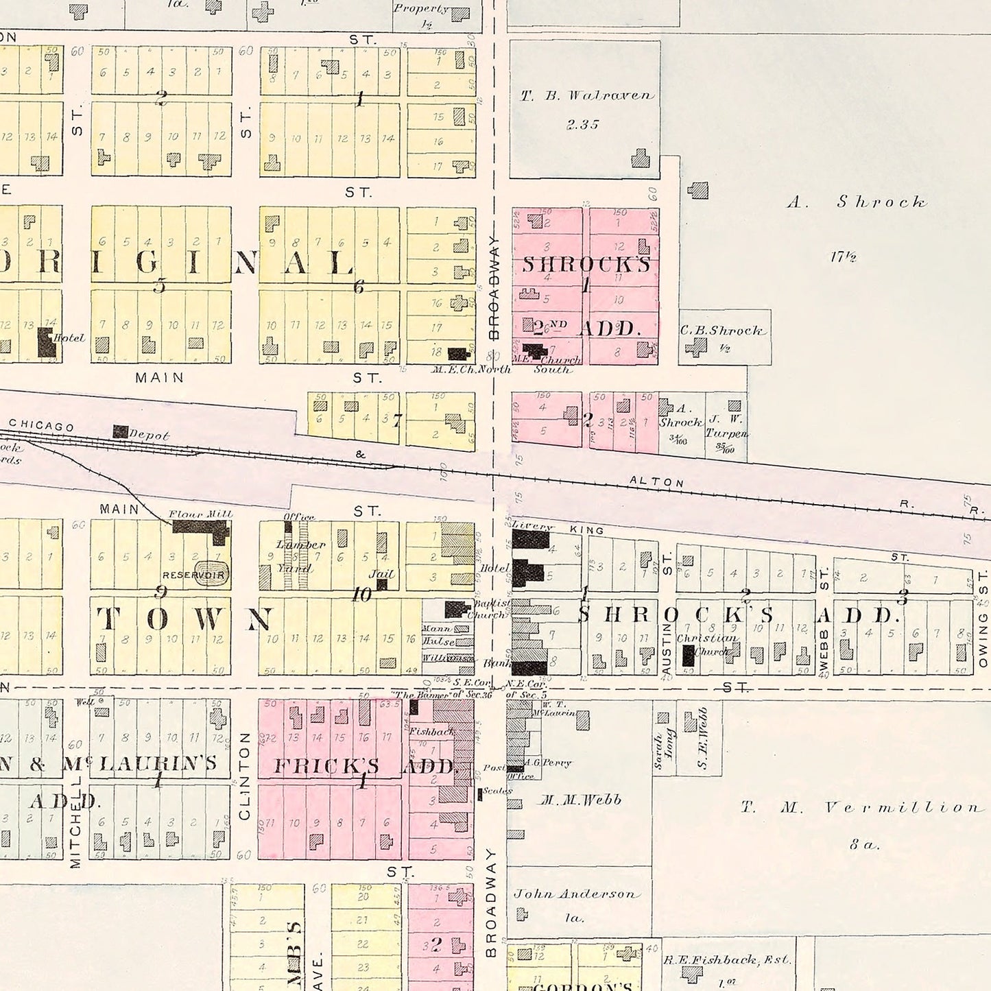 Vintage Map of Oak Grove, Missouri 1904