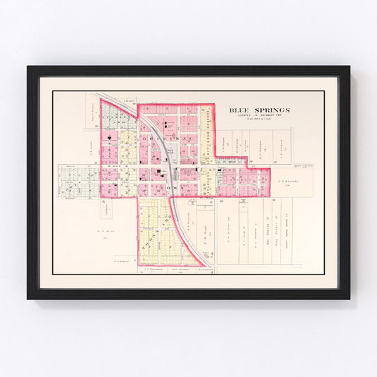 Vintage Map of Blue Springs, Missouri 1904