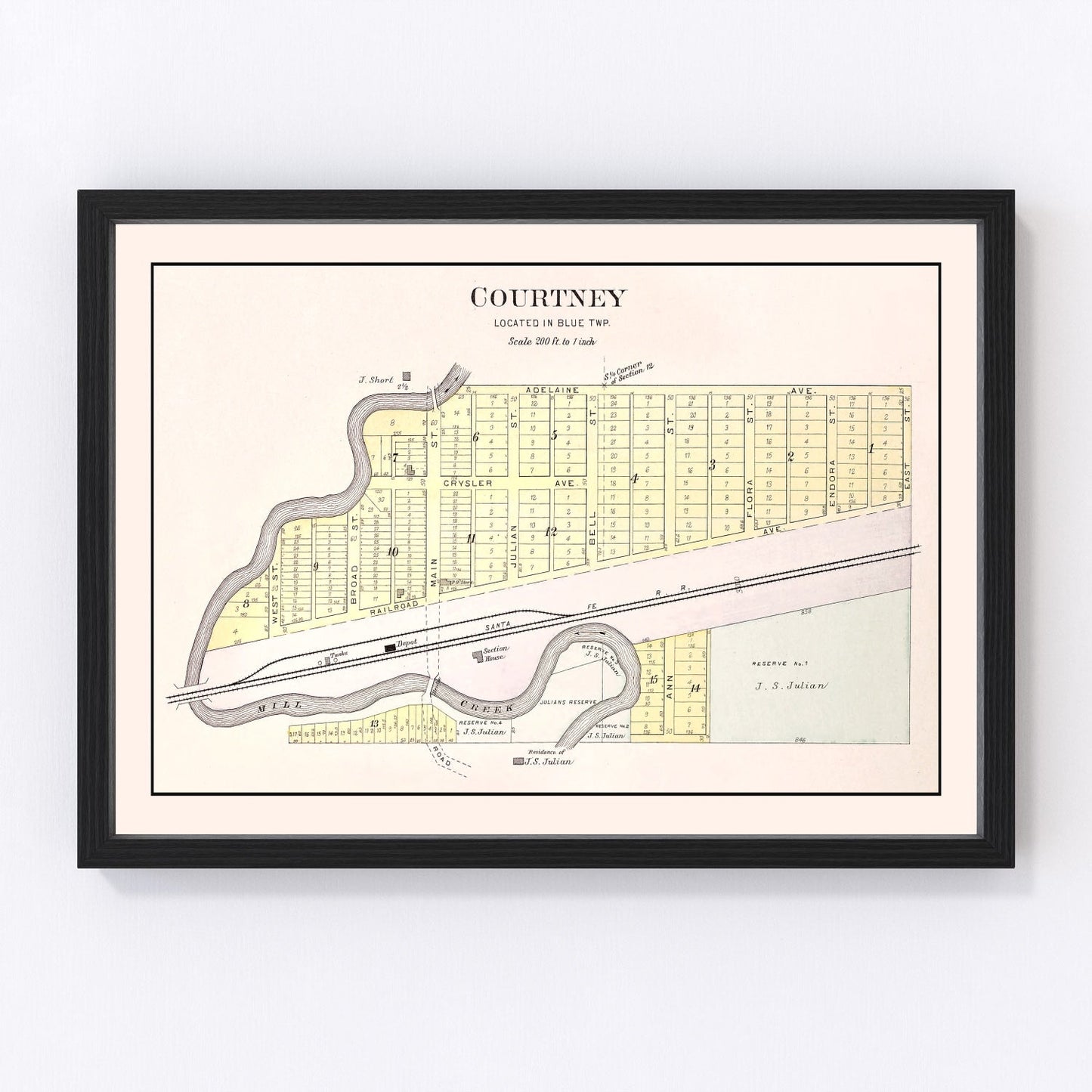 Vintage Map of Courtney, Missouri 1904