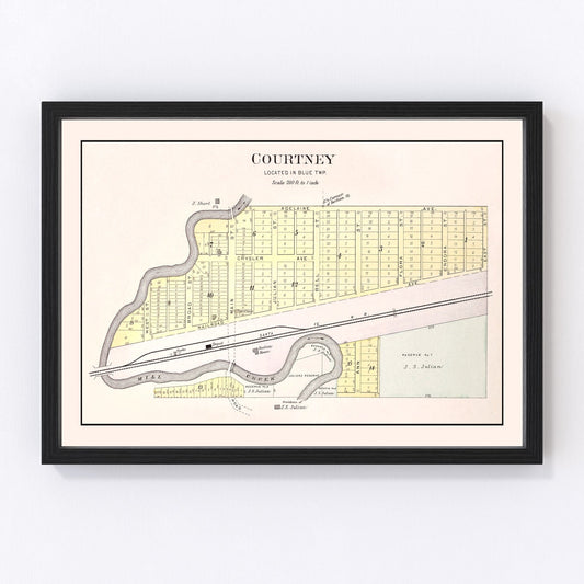 Vintage Map of Courtney, Missouri 1904