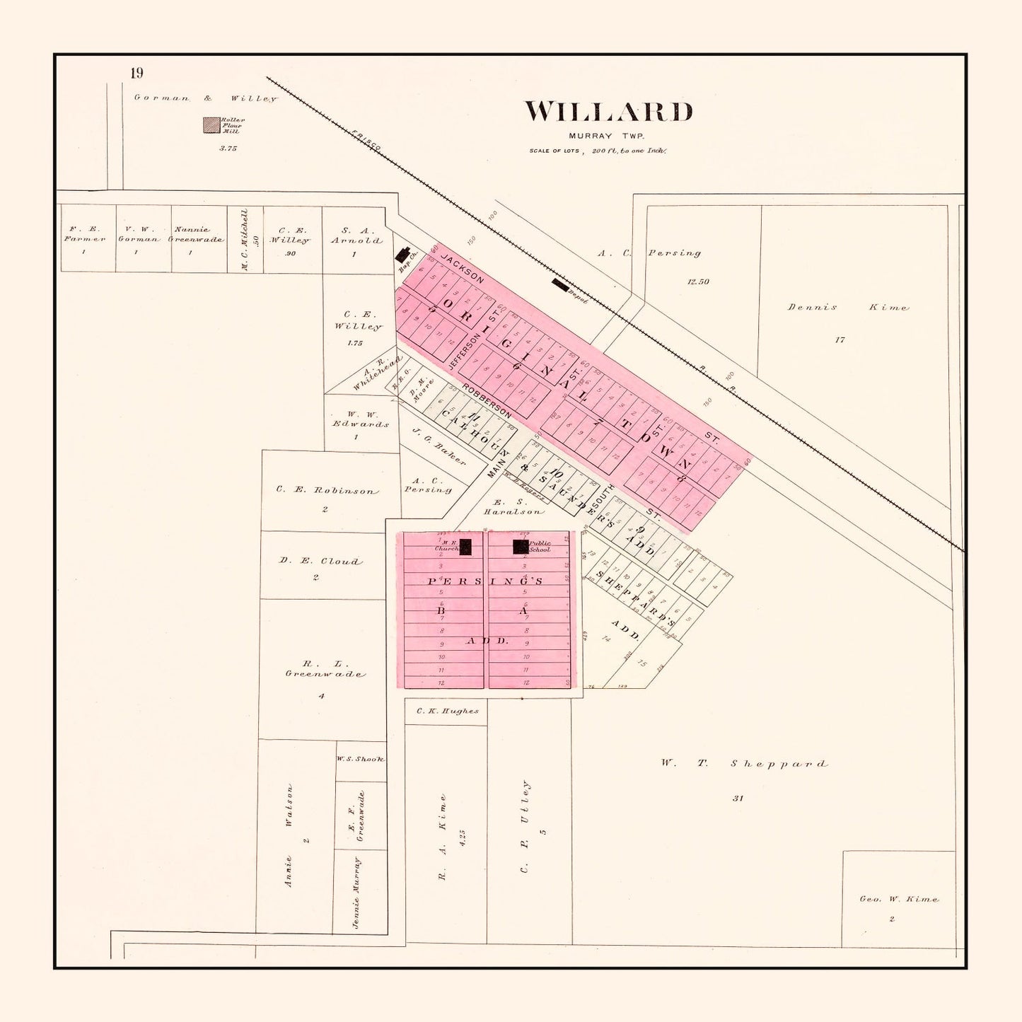 Vintage Map of Willard, Missouri 1904