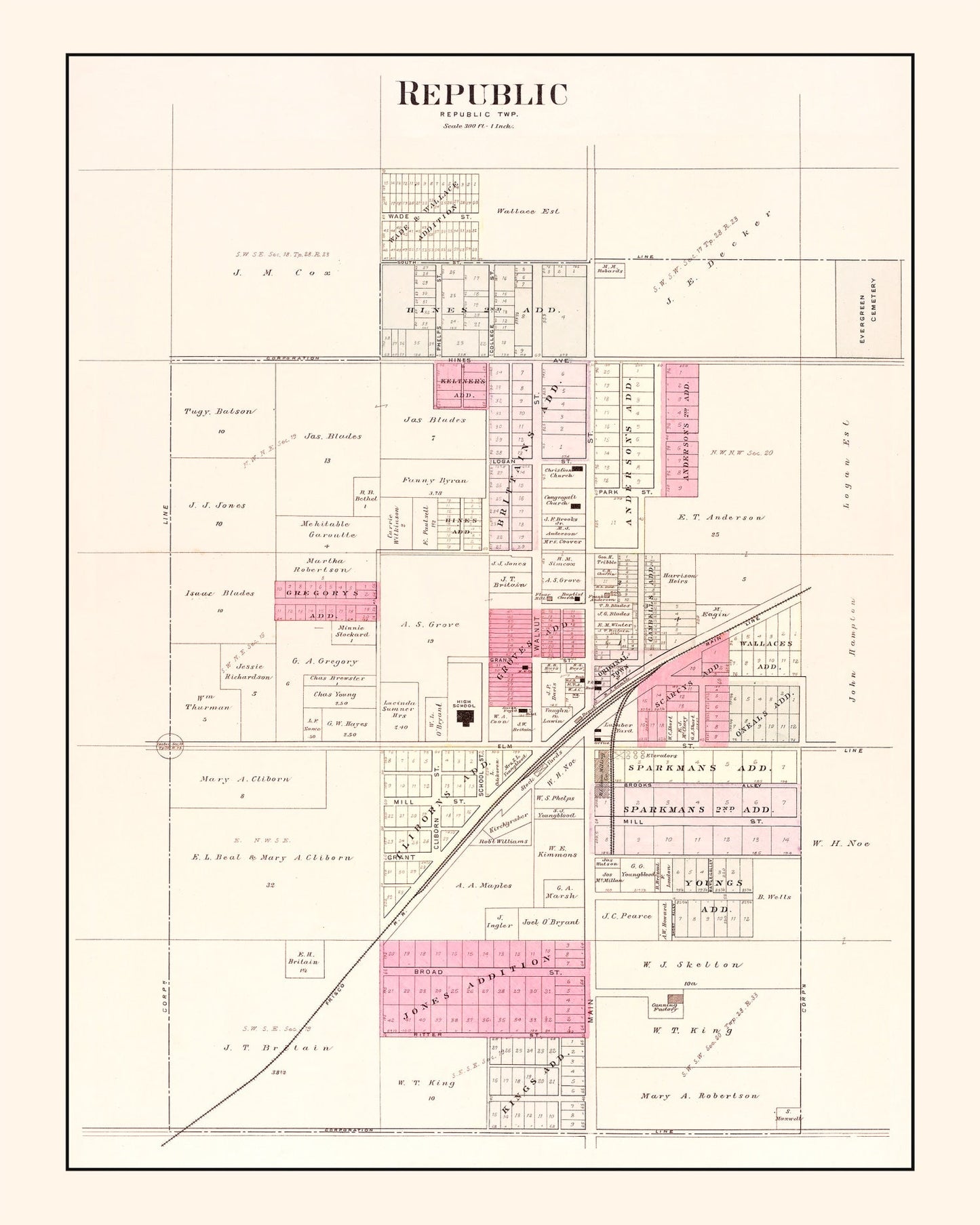 Vintage Map of Republic, Missouri 1904