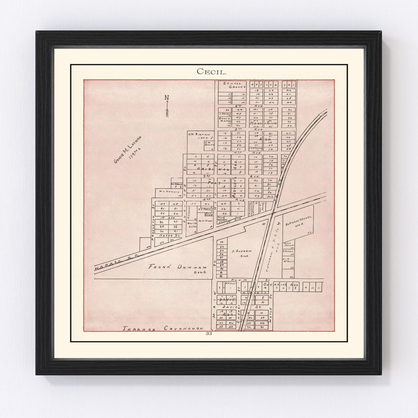 Vintage Map of Cecil, Ohio 1905