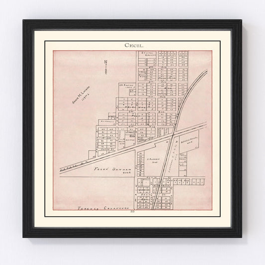Vintage Map of Cecil, Ohio 1905