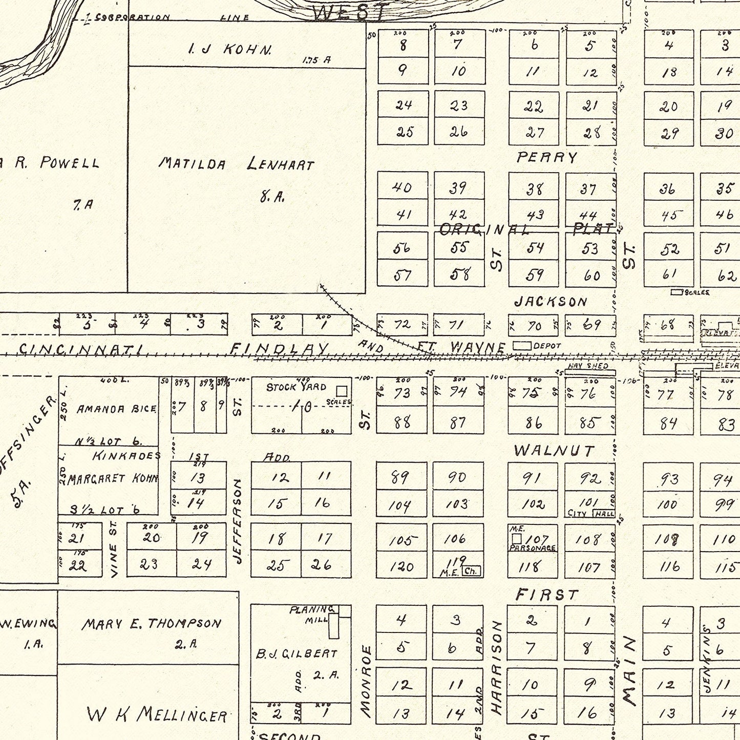 Vintage Map of Grover Hill, Ohio 1905