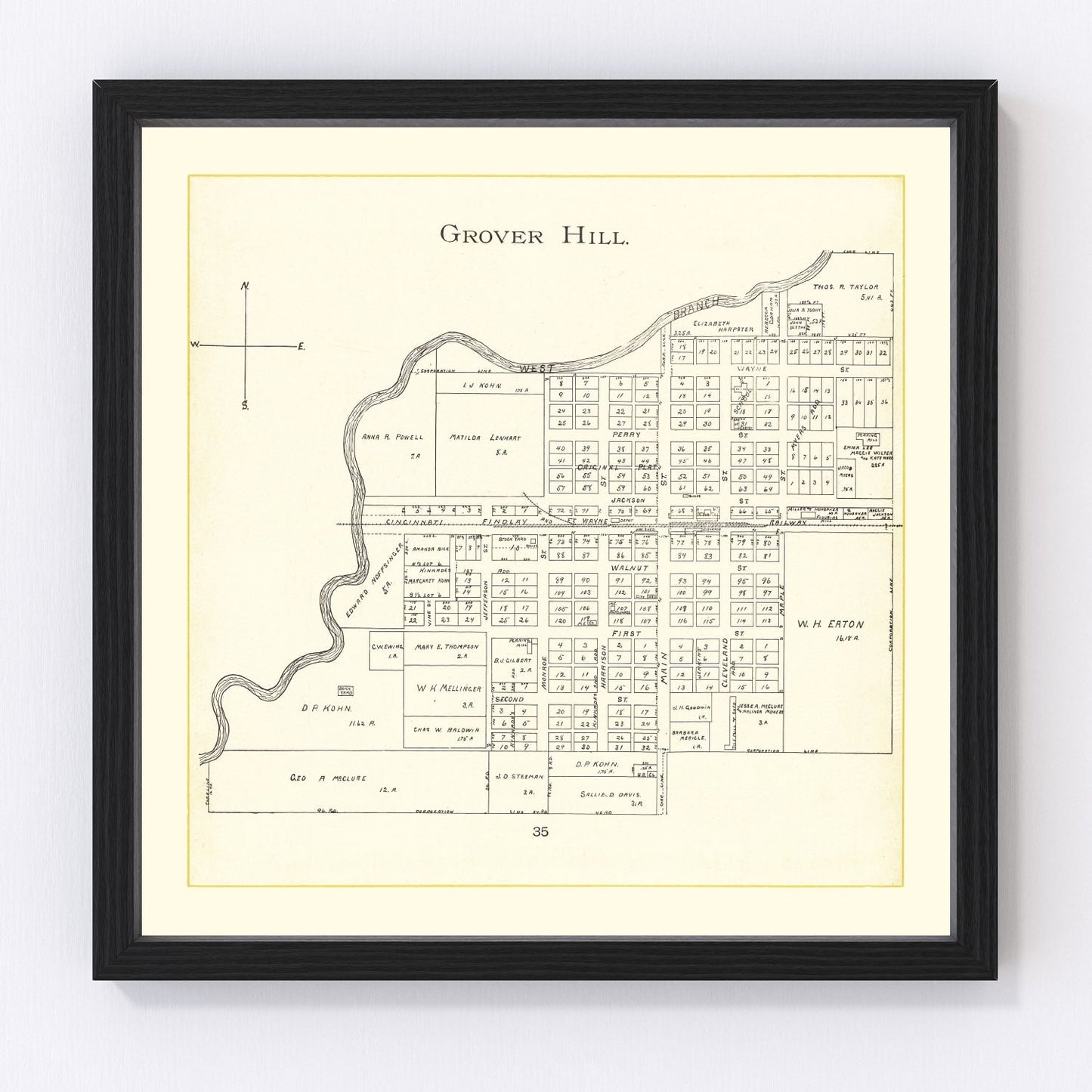 Vintage Map of Grover Hill, Ohio 1905