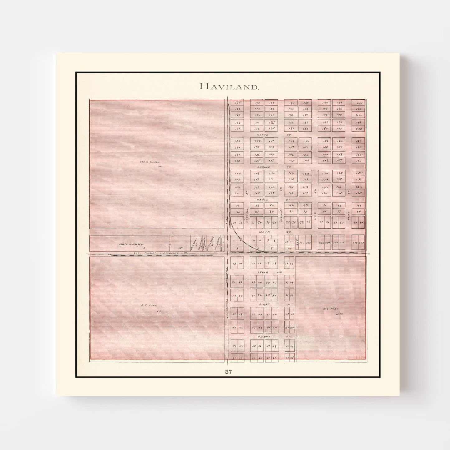 Vintage Map of Haviland, Ohio 1905