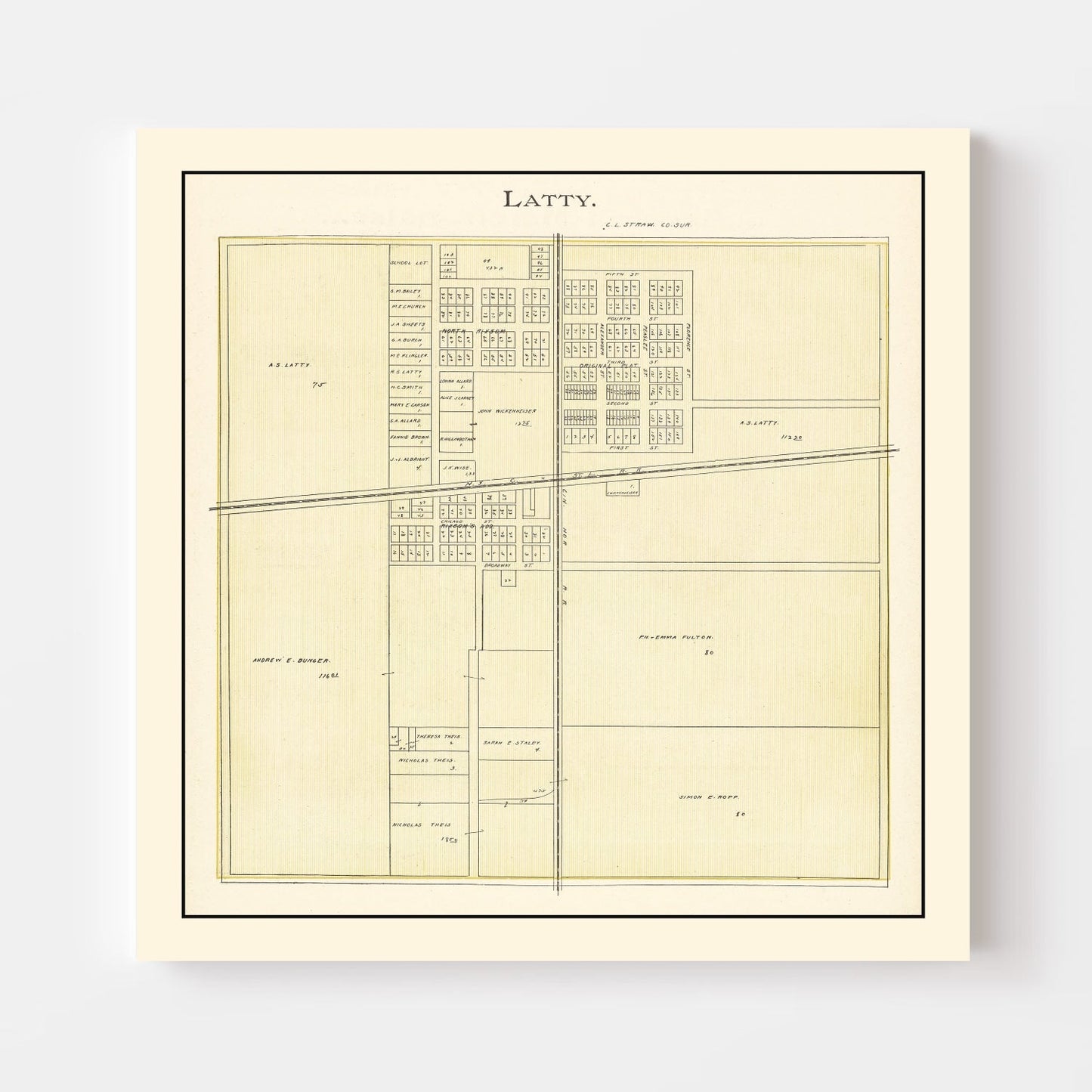 Vintage Map of Latty, Ohio 1905