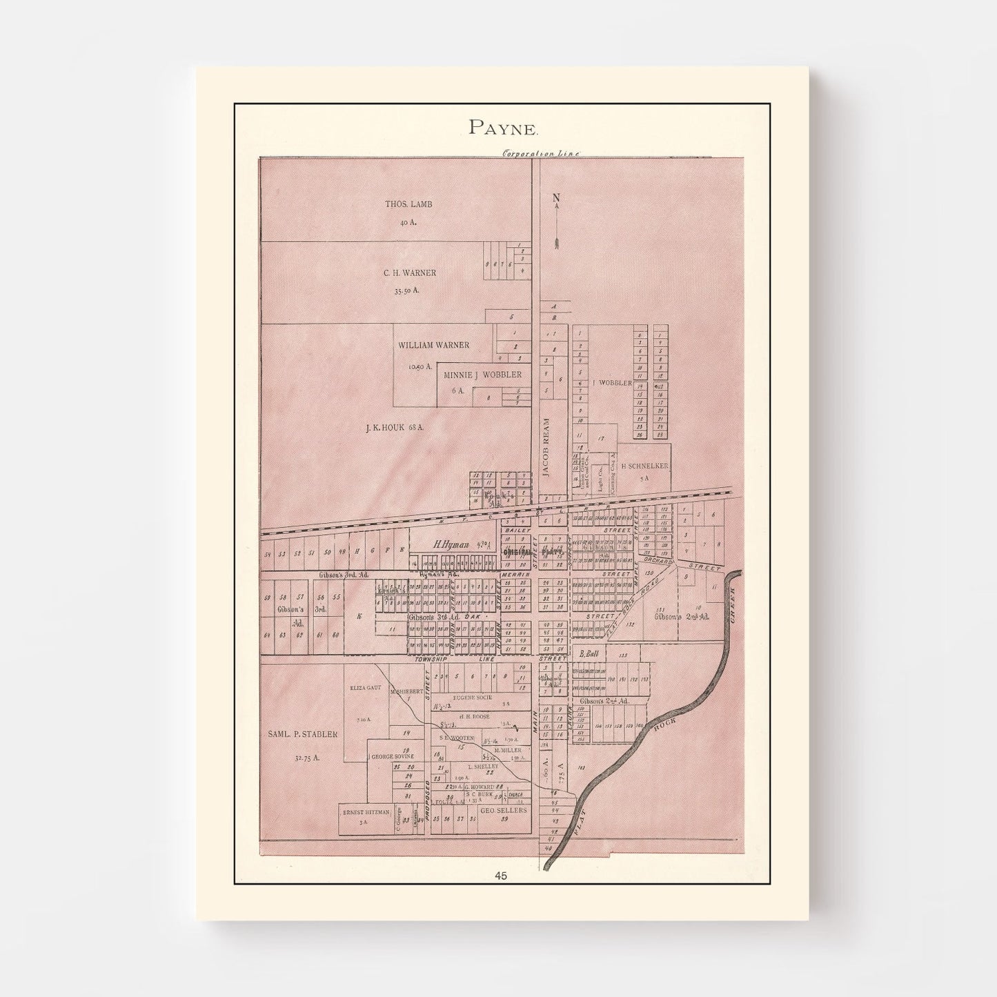 Vintage Map of Payne, Ohio 1905