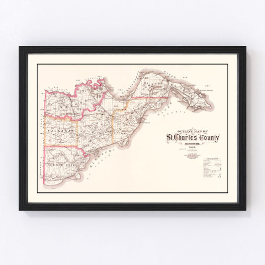 Vintage Map of Saint Charles County, Missouri 1905