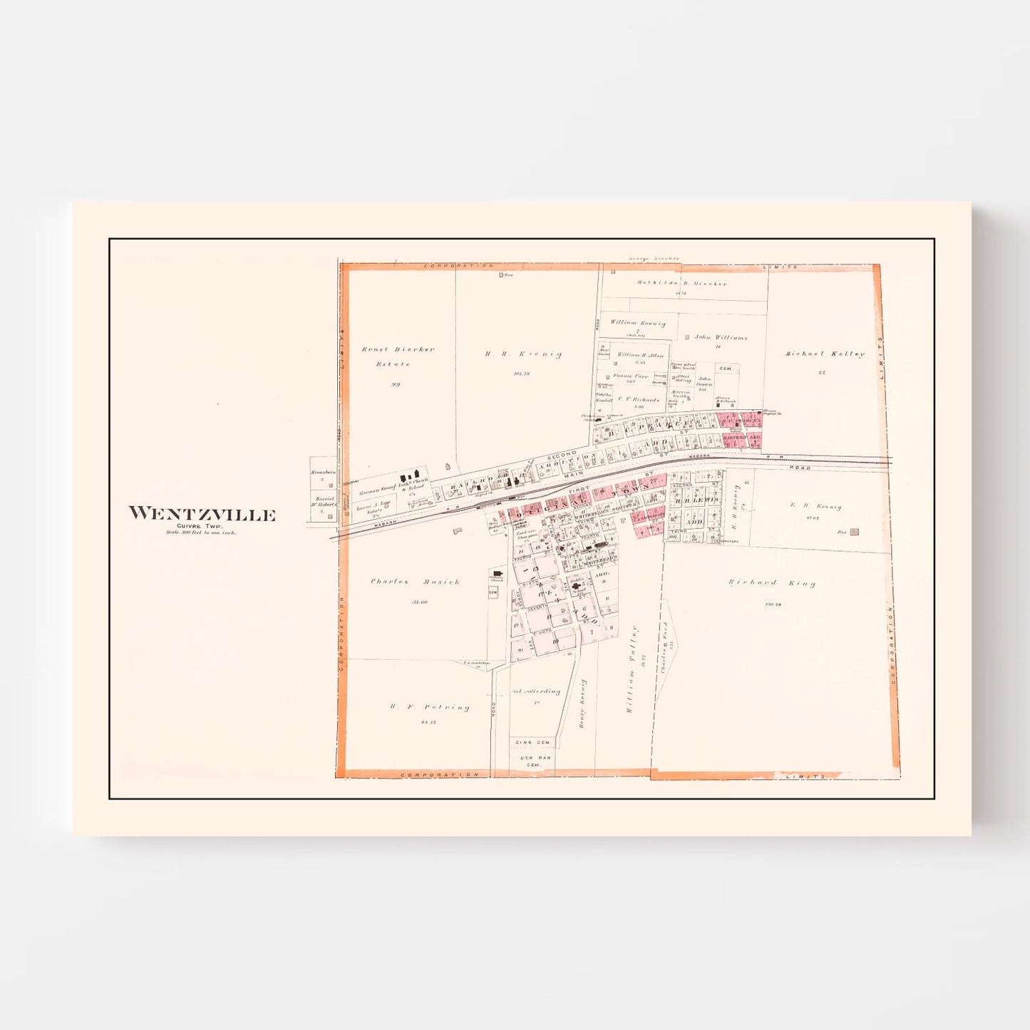 Vintage Map of Wentzville, Missouri 1905