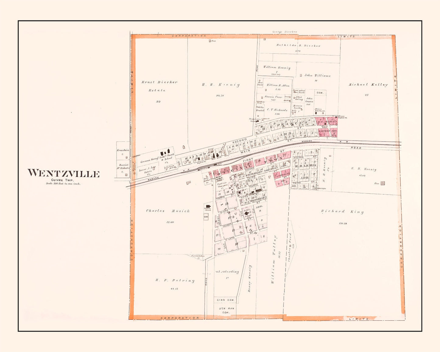Vintage Map of Wentzville, Missouri 1905