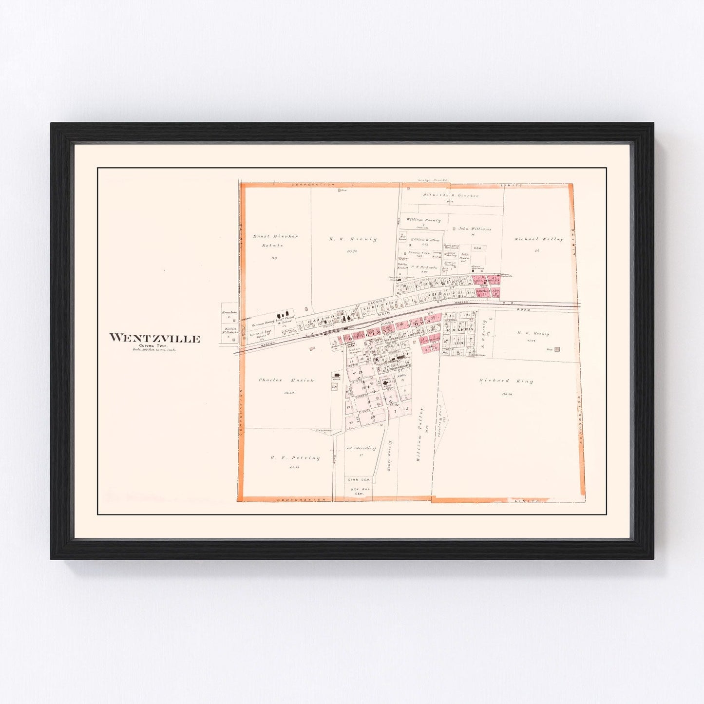 Vintage Map of Wentzville, Missouri 1905