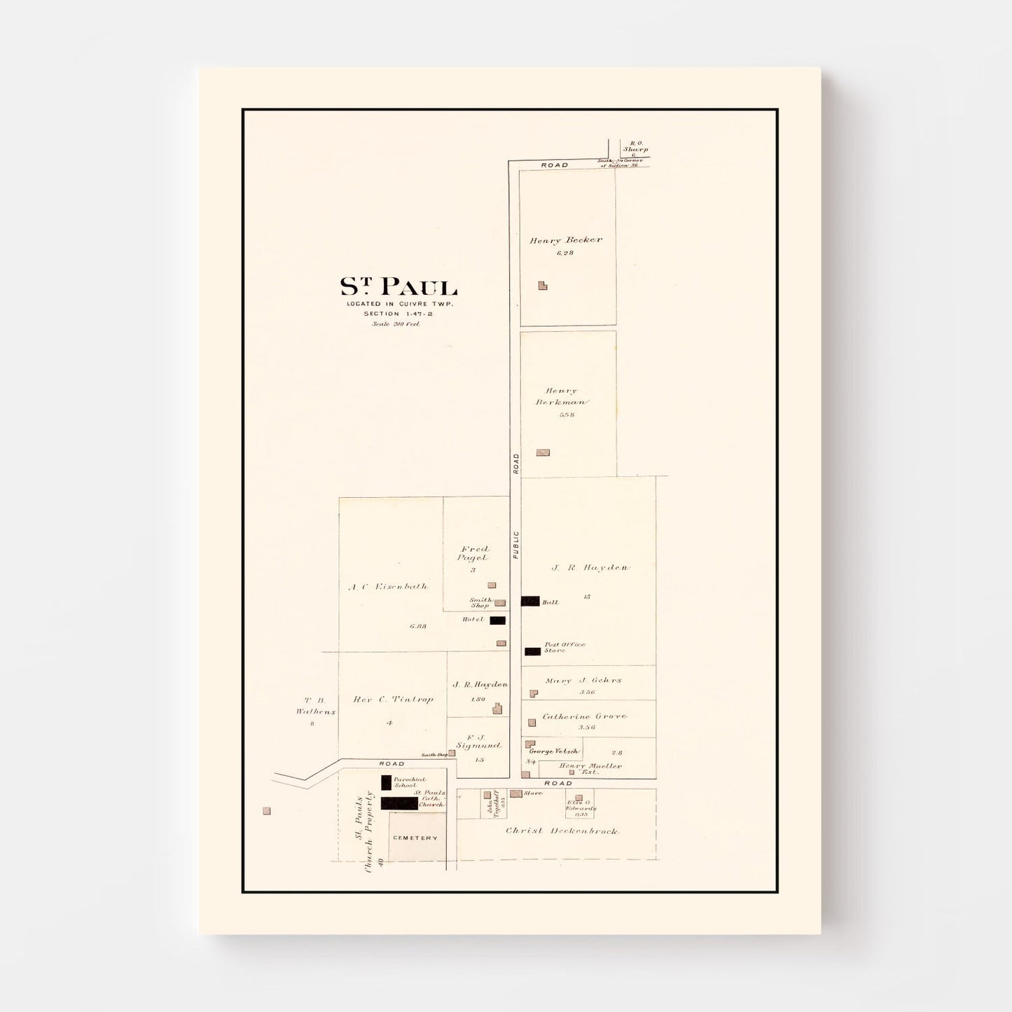 Vintage Map of Saint Paul, Missouri 1905