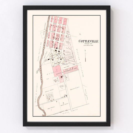 Vintage Map of Cottleville, Missouri 1905