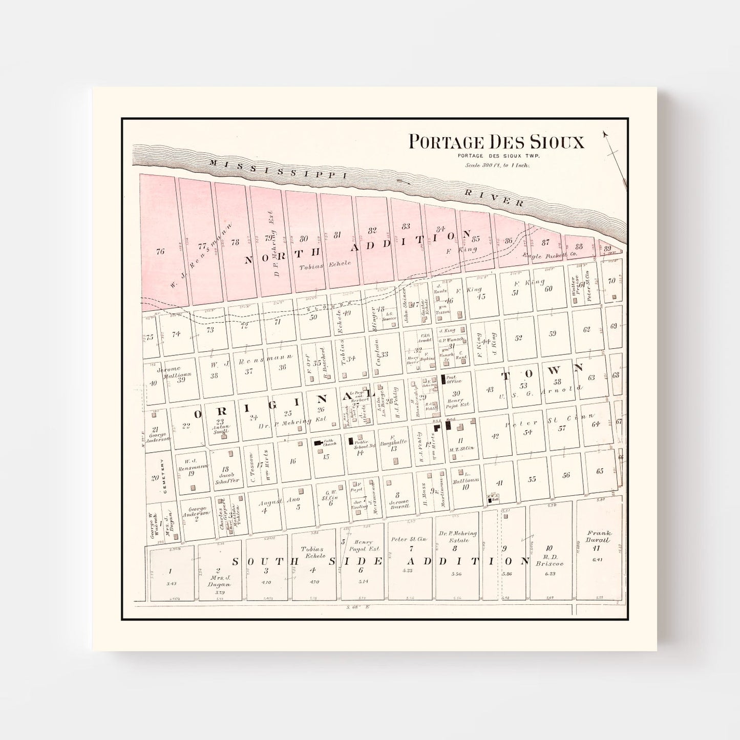 Vintage Map of Portage des Sioux, Missouri 1905